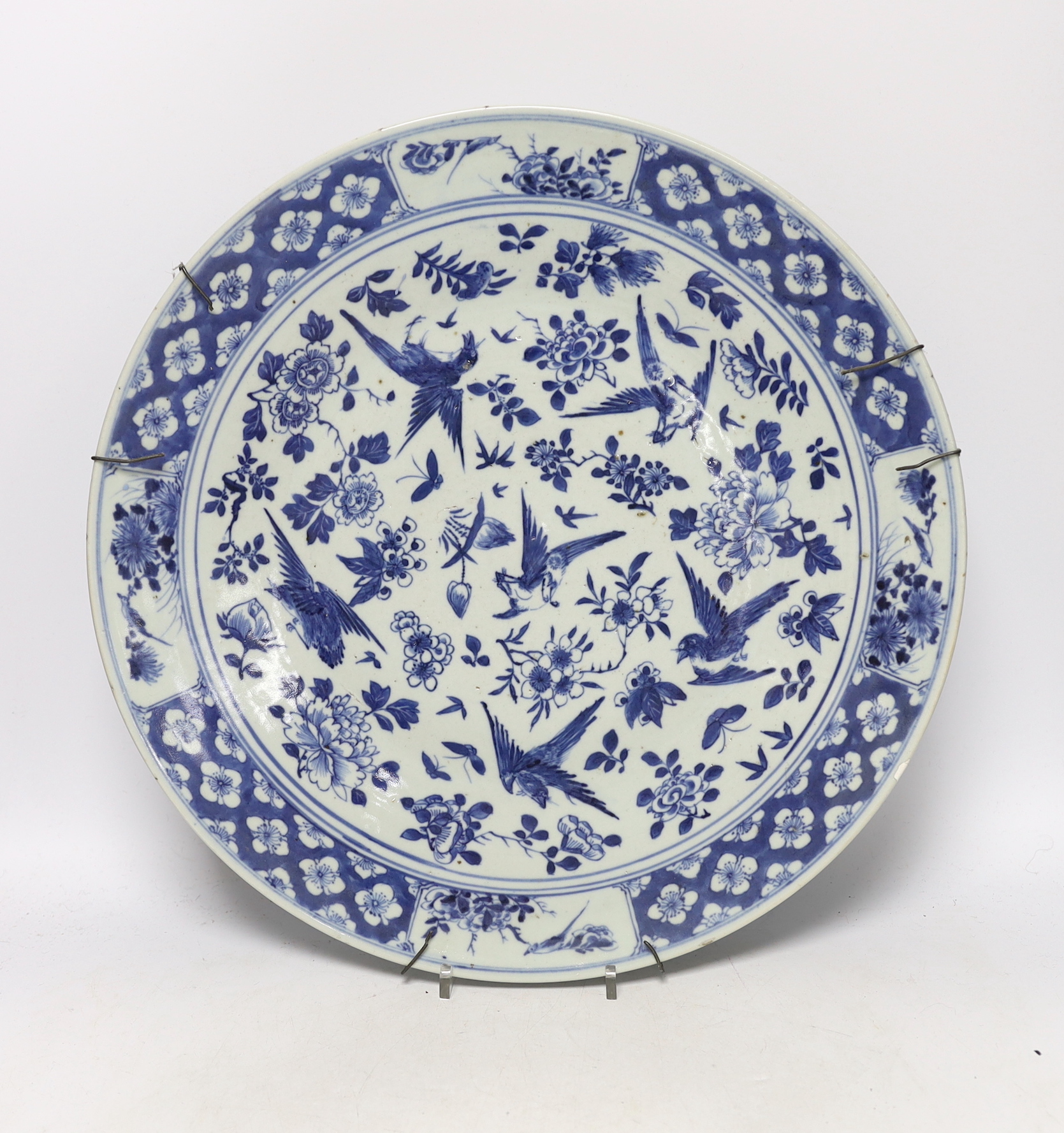 A 19th century Chinese blue and white ‘blackbirds’ dish, 41cm diameter
